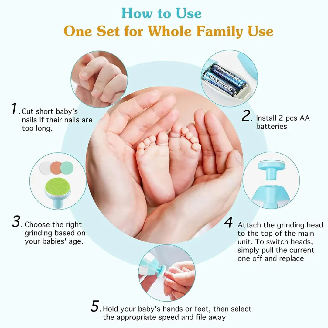 ORVO™ Baby Nail Grooming Kit – Safe, Quiet & Easy for Parents