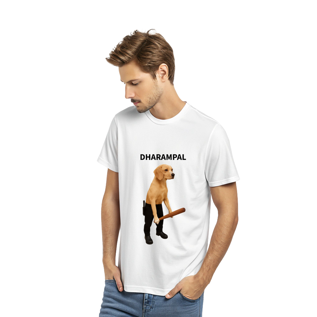 Dharampal Funny Dog Print Tee – Premium Unisex Fit