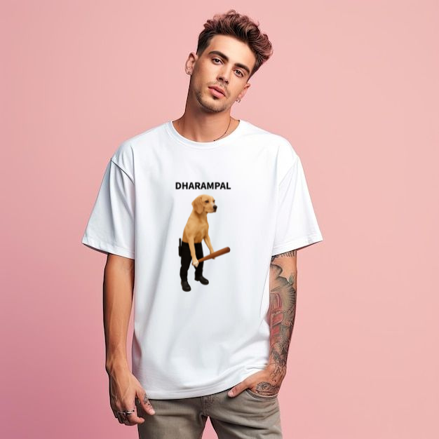 Dharampal Funny Dog Print Tee – Premium Unisex Fit